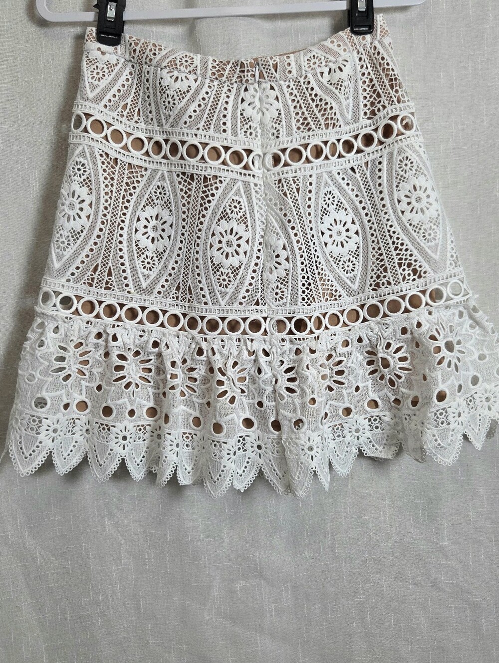 Michael Kors White Floral Eyelet Lace Mini Skirt - White
